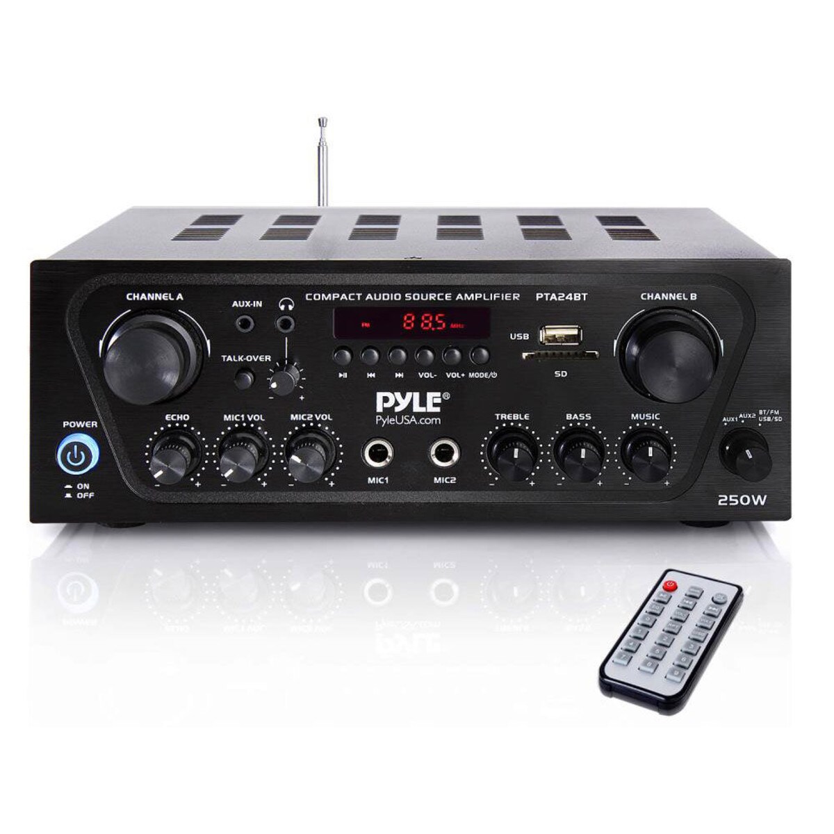 Pyle PTA24BT Compact 250W 2-Ch. Stereo Receiver System with Bluetooth